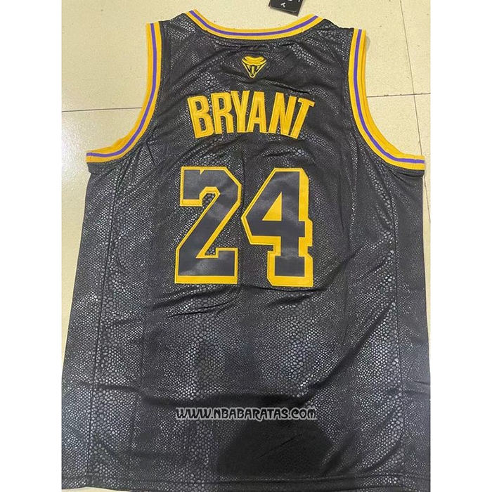Camiseta Los Angeles Lakers Kobe Bryant #24 Black Mamba Snakeskin Negro